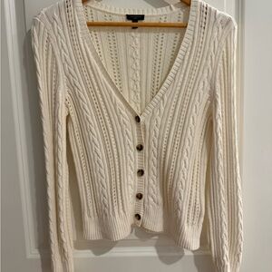 Talbots Women's Cream Cable Knit Cardigan